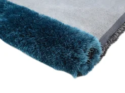 OZAIA Alfombra shaggy turquesa y gris poliéster 120x170 cm PIETRA Azul turquesa Discount