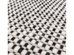 Alfombra De Salón-Alfombra tejida a mano, 100% lana - 120x170cm - , crema, blanco - Avalon Negro
