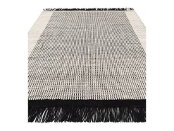 Alfombra De Salón-Alfombra tejida a mano, 100% lana - 120x170cm - , crema, blanco - Avalon Negro