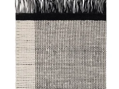 Alfombra De Salón-Alfombra tejida a mano, 100% lana - 120x170cm - , crema, blanco - Avalon Negro