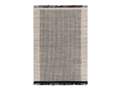 Alfombra De Salón-Alfombra tejida a mano, 100% lana - 160x230cm - , crema, blanco - Avalon Negro
