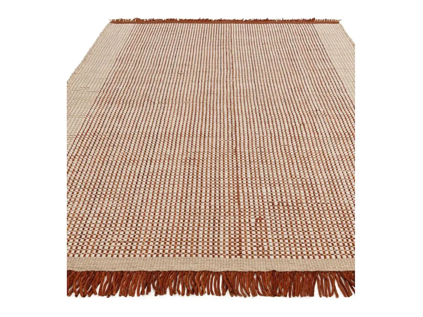 Alfombra De Salón-Alfombra tejida a mano, 100% lana - 120x170cm - , crema, blanco - Avalon Naranja