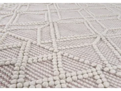 Clearance Alfombra tejida a mano con diseño étnico 140x140 cm Colored Macrame Rosa