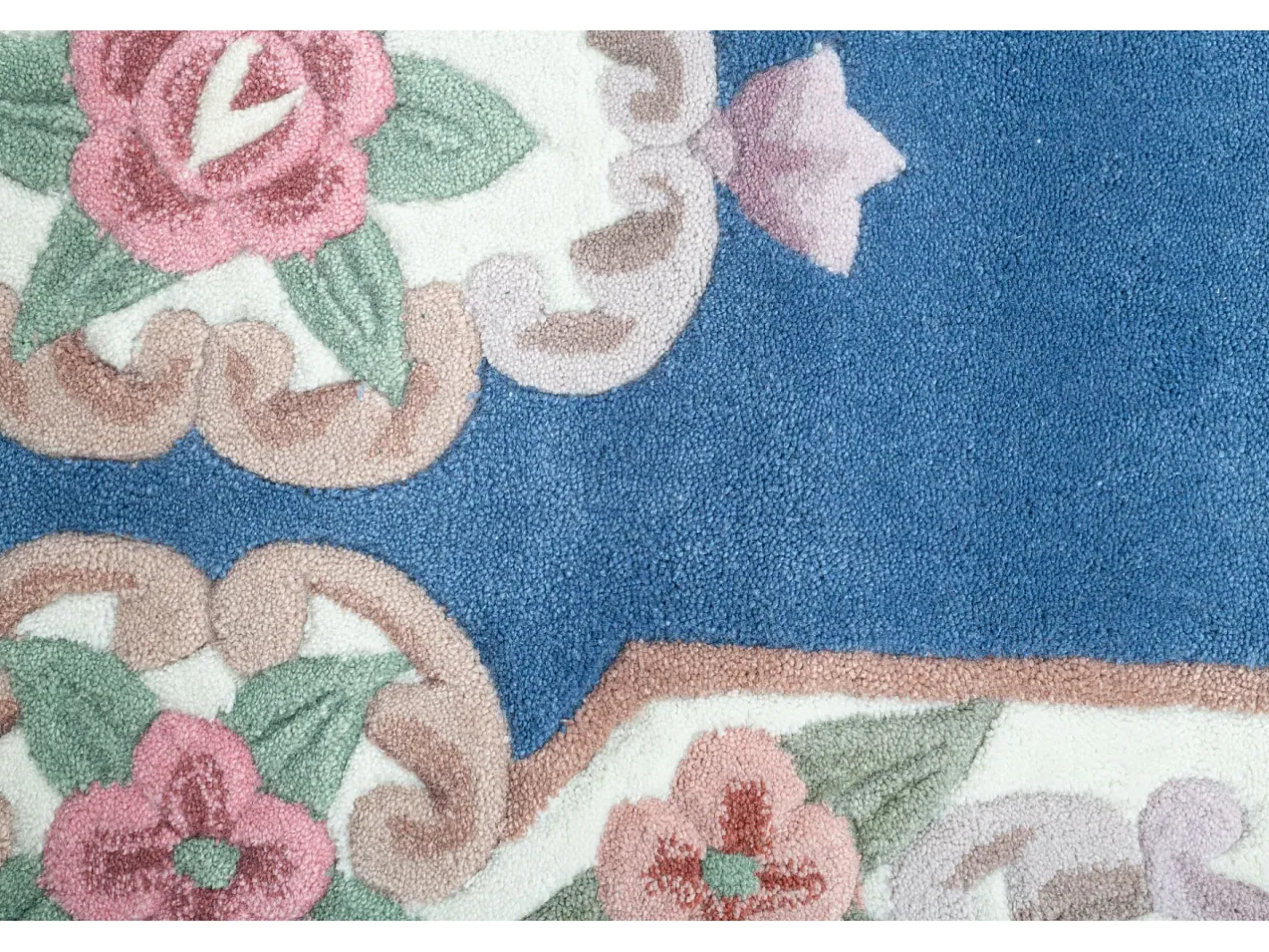 Alfombra De Salón-Alfombra tejida a mano con borde en diseño Aubusson 70x600 cm Ming Azul