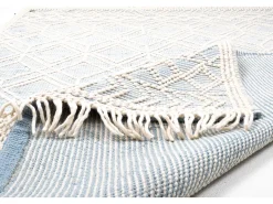 Alfombra De Salón-Alfombra tejida a mano con diseño étnico 160x230 cm Colored Macrame Azul