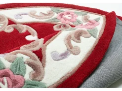 Alfombra tejida a mano con borde en diseño Aubusson 190x190 cm Ming Rojo
