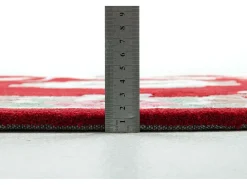 Alfombra tejida a mano con borde en diseño Aubusson 190x190 cm Ming Rojo