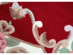 Alfombra tejida a mano con borde en diseño Aubusson 190x190 cm Ming Rojo