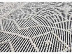 Alfombra De Salón|Alfombra Redonda-Alfombra tejida a mano con diseño étnico 140x140 cm Colored Macrame Gris
