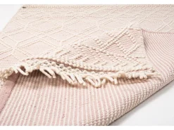 Alfombra tejida a mano con diseño étnico 140x200 cm Colored Macrame Rosa Outlet