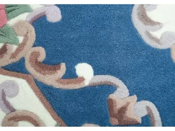 Alfombra tejida a mano con borde en diseño Aubusson 190x190 cm Ming Azul Clearance