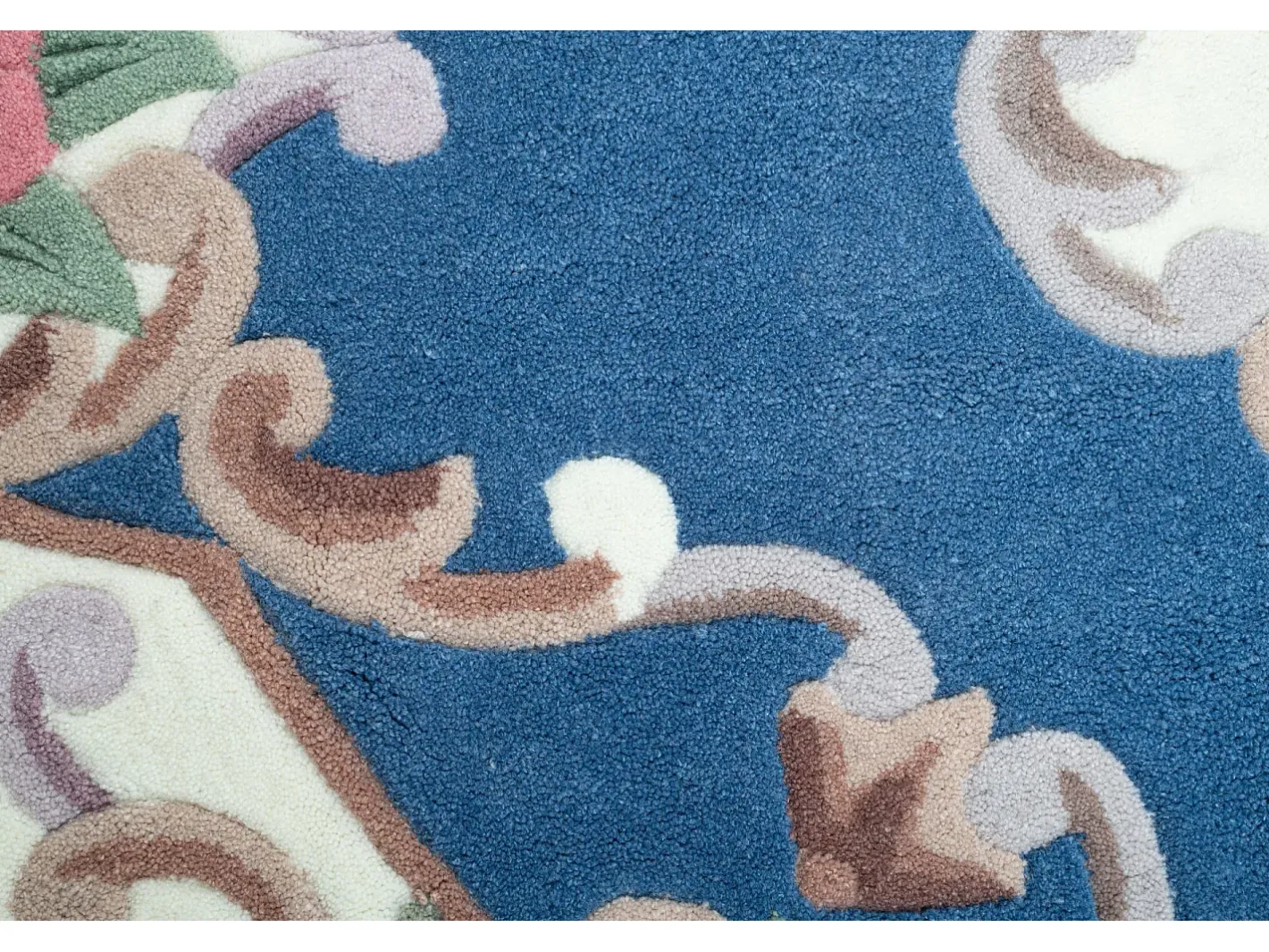 Alfombra tejida a mano con borde en diseño Aubusson 190x190 cm Ming Azul Clearance