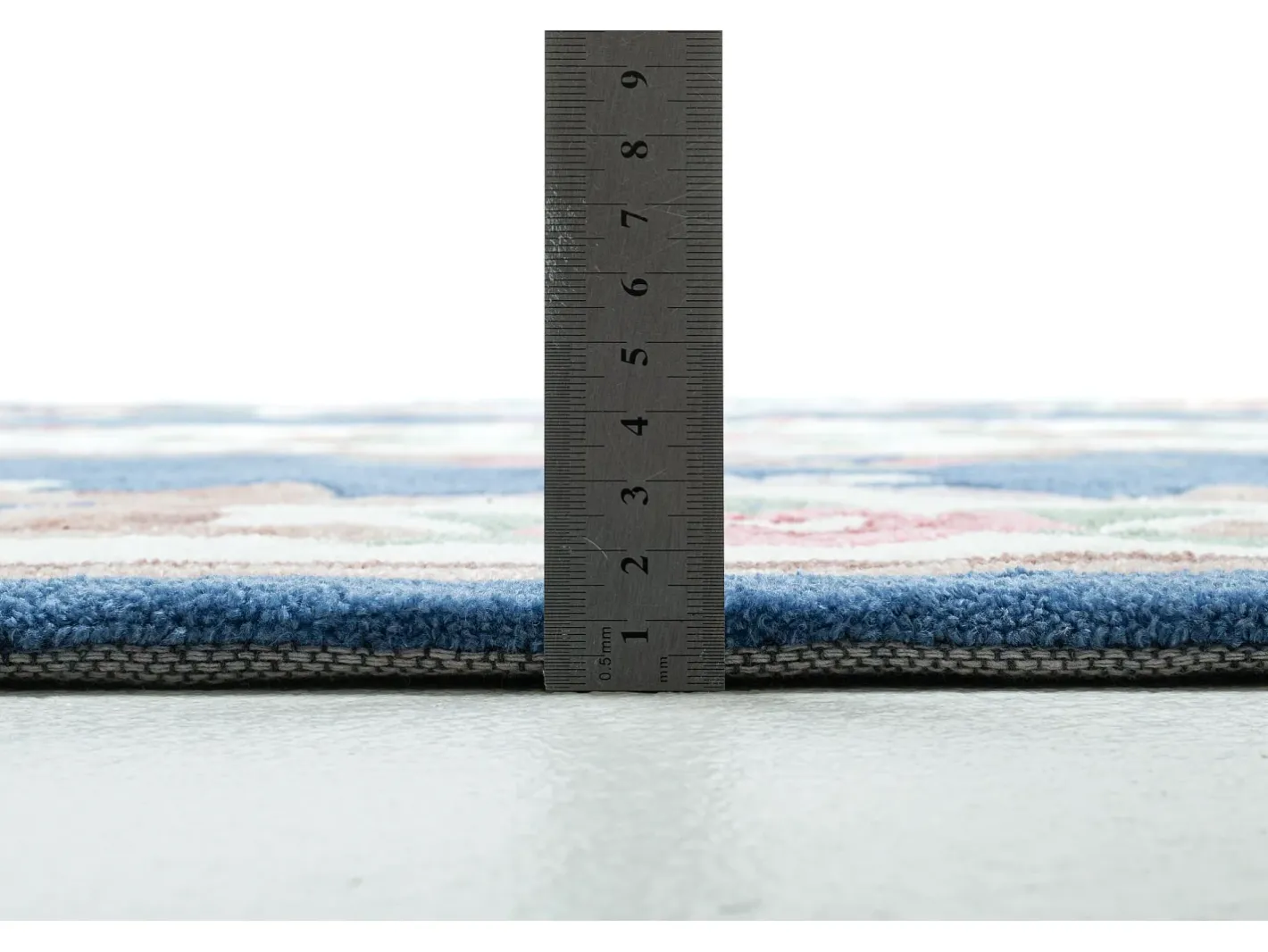 Alfombra De Salón-Alfombra tejida a mano con borde en diseño Aubusson 60x90 cm Ming Azul