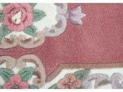 Alfombra De Salón-Alfombra tejida a mano con borde en diseño Aubusson 70x600 cm Ming Rosa