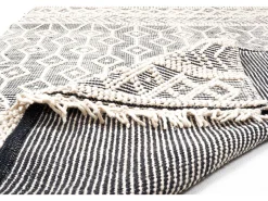 Alfombra De Salón-Alfombra tejida a mano con diseño étnico 140x200 cm Colored Macrame Gris