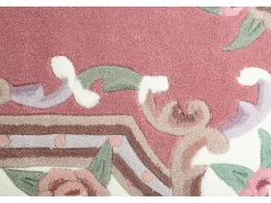 Alfombra De Salón-Alfombra tejida a mano con borde en diseño Aubusson 70x140 cm Ming Rosa