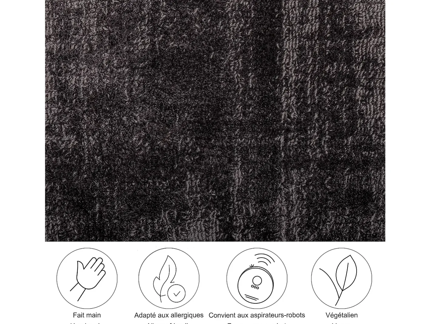 Alfombra De Salón-Alfombra tejida a mano de viscosa 190x290 cm Antracita Star Gris antracita
