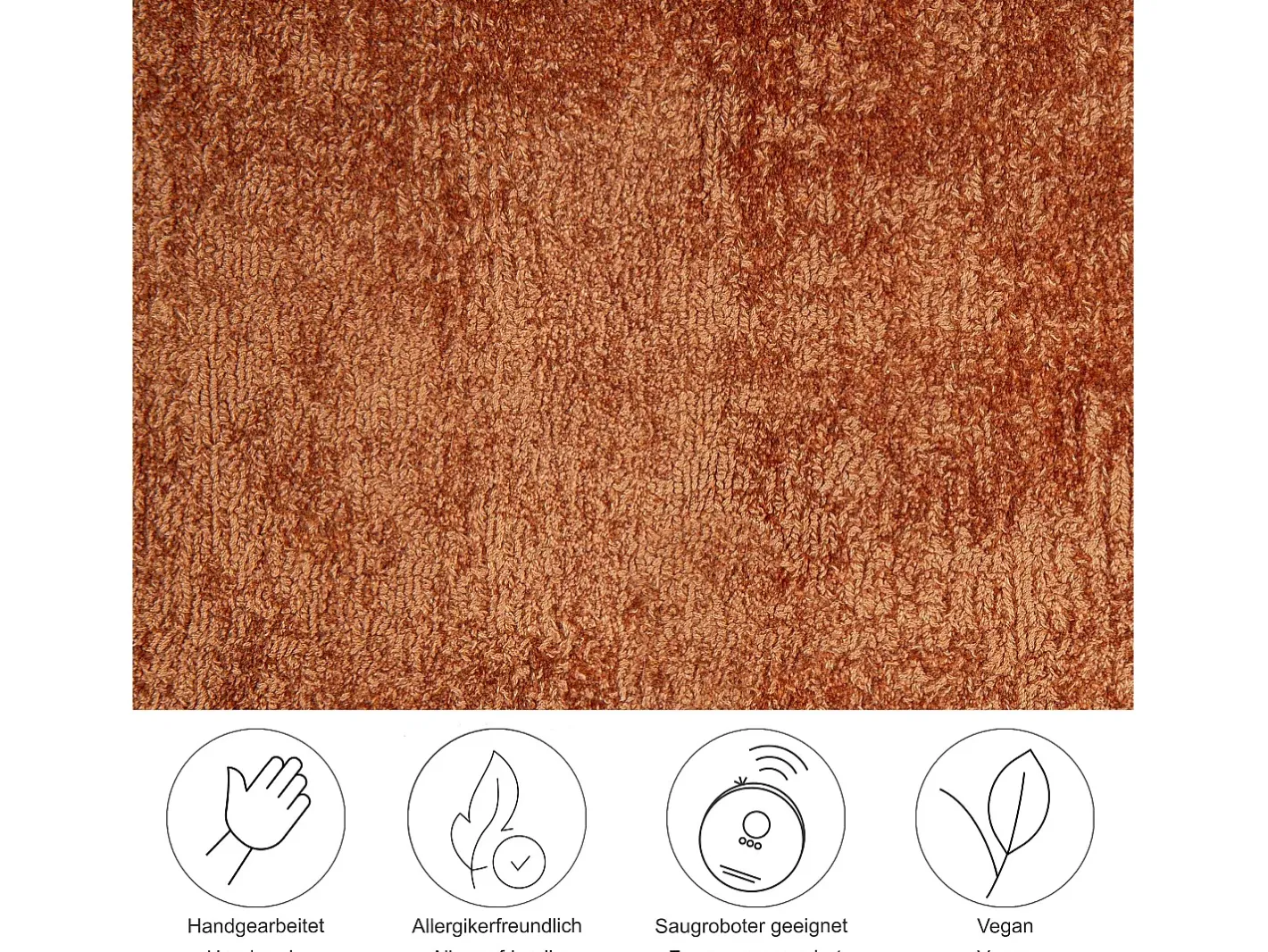 Online Alfombra tejida a mano de viscosa 150x150 cm Cobre Star Cobrizo