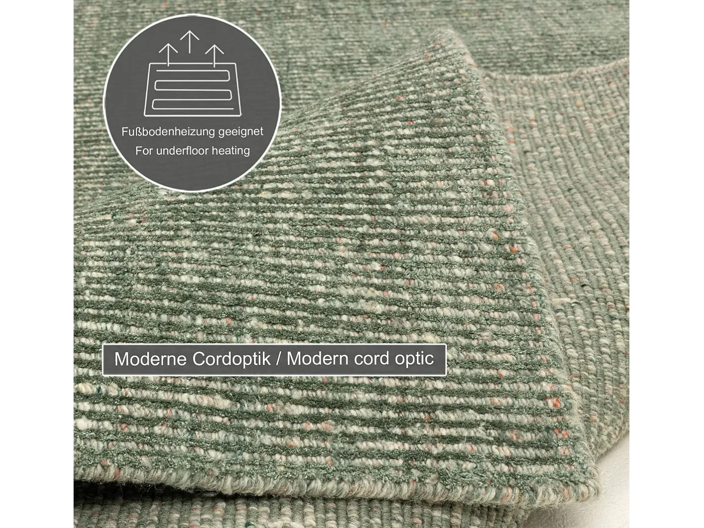 Discount Alfombra UNI a rayas de viscosa y lana 190x290 cm Venus Verde