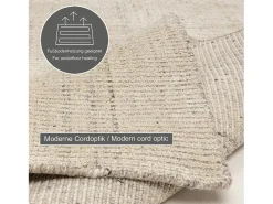 Best Alfombra UNI a rayas de viscosa y lana 240x340 cm Venus Beige