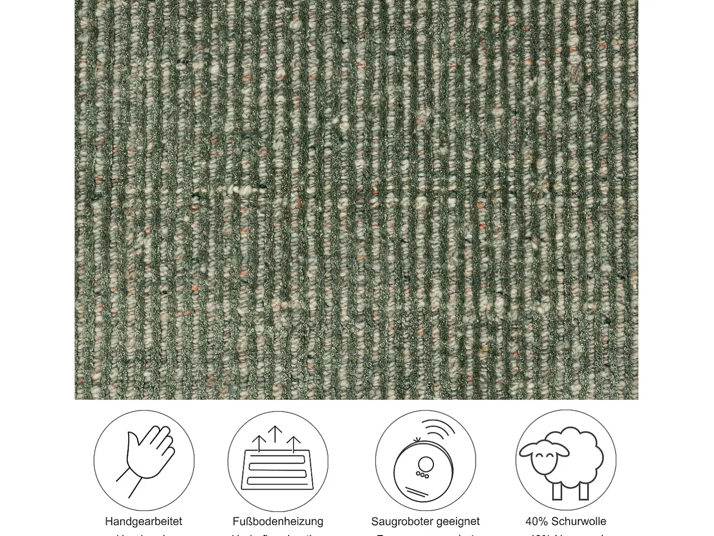 Alfombra De Salón-Alfombra UNI a rayas de viscosa y lana 120x180 cm Venus Verde