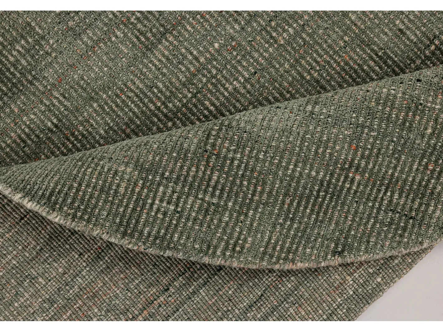 Alfombra De Salón|Alfombra Redonda-Alfombra UNI a rayas de viscosa y lana 190x190 cm Venus Verde