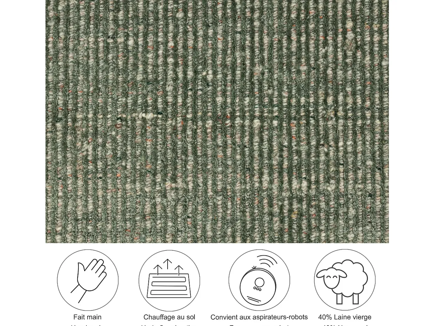Alfombra De Salón|Alfombra Redonda-Alfombra UNI a rayas de viscosa y lana 190x190 cm Venus Verde