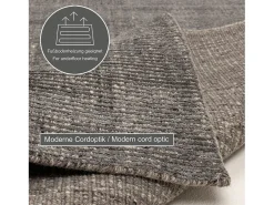 Hot Alfombra UNI a rayas de viscosa y lana 90x160 cm Antracita Venus Gris antracita