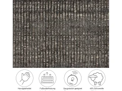 Hot Alfombra UNI a rayas de viscosa y lana 90x160 cm Antracita Venus Gris antracita