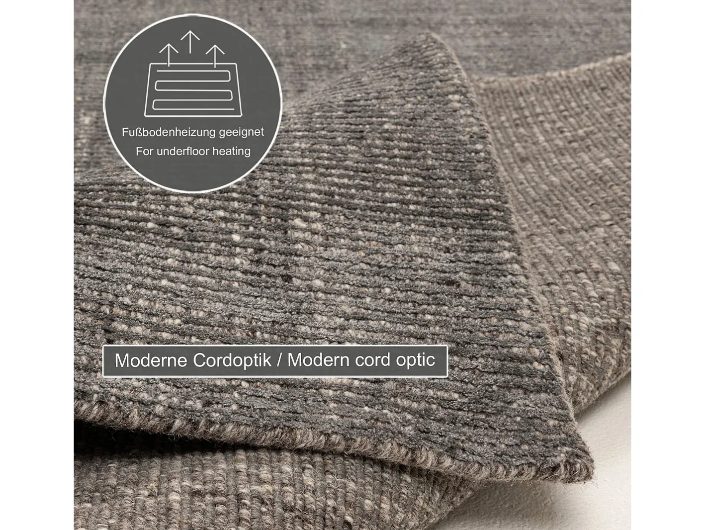 New Alfombra UNI a rayas de viscosa y lana 70x140 cm Antracita Venus Gris antracita