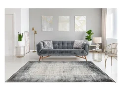 Meublorama Alfombra De Salón|Alfombra Infantil-Alfombra 170x120cm, diseño E109E en color plata - Confort y elegancia para su interior Gris