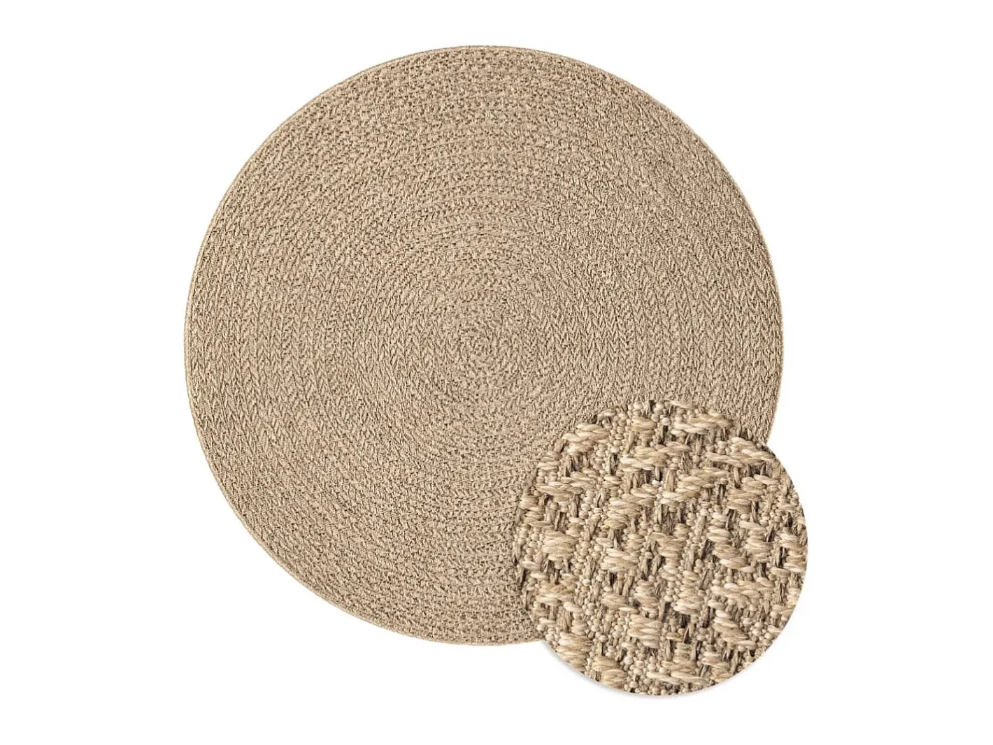 Alfombra De Salón|Alfombra Redonda-Alfombra ZIZUR apariencia de yute interior y exterior 120 cm ES81927 Marru00f3n