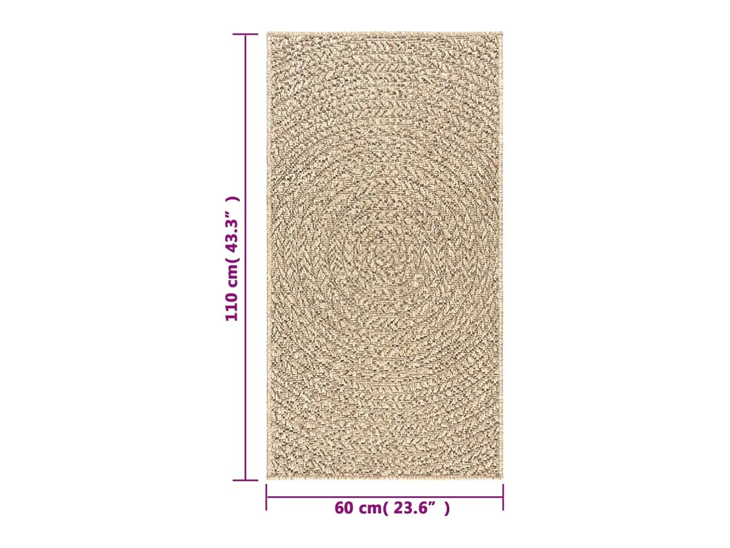 Clearance Clicnbuy Alfombra ZIZUR apariencia de yute interior y exterior 60x110 cm Marru00f3n