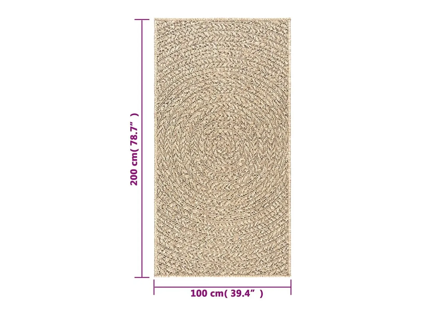 New Clicnbuy Alfombra ZIZUR apariencia de yute interior exterior 100x200 cm Marru00f3n