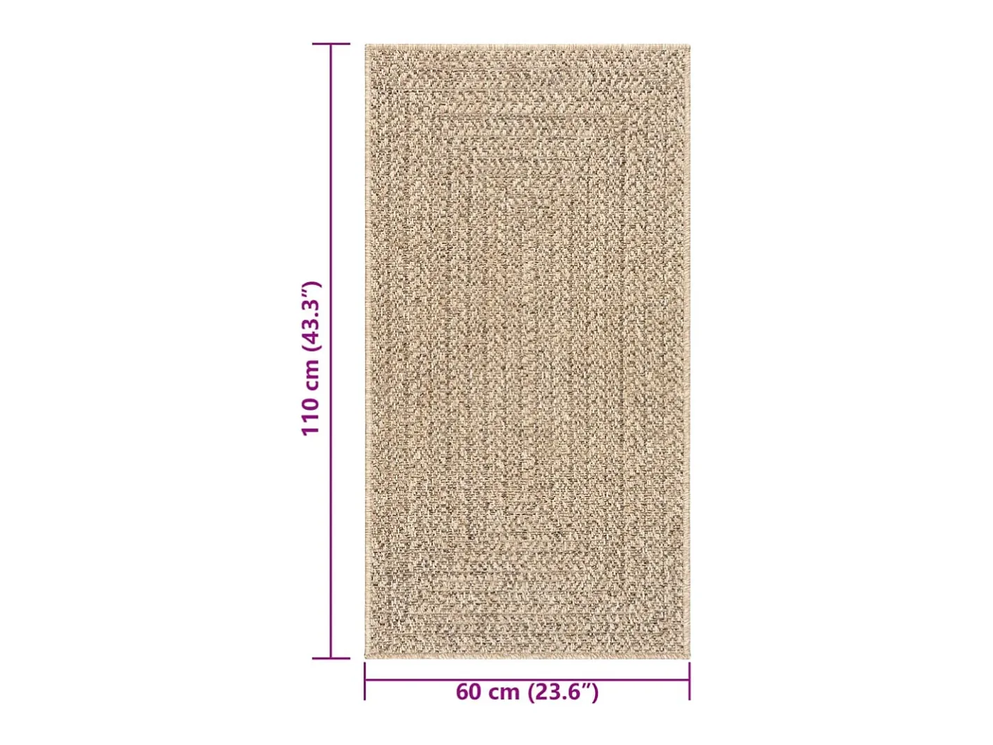 Clicnbuy Alfombra ZIZUR apariencia de yute interior y exterior 60x110 cm Marru00f3n Best