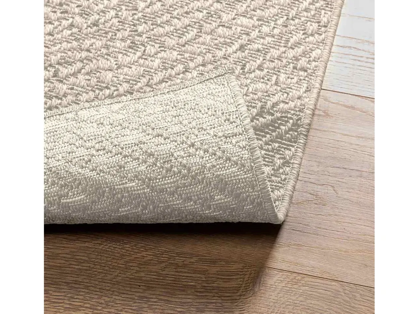 Alfombra De Cocina-Alfombra ZIZUR color crema 120x170 cm efecto yute interior y exterior Blanco