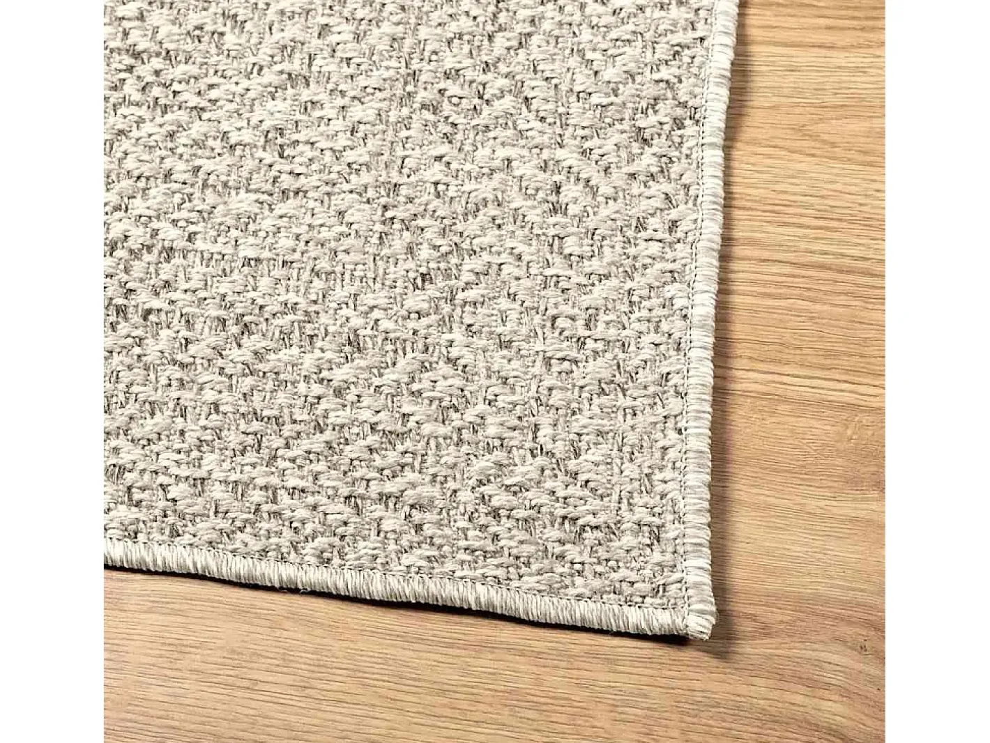 Alfombra De Cocina-Alfombra ZIZUR color crema 200x290 cm efecto yute interior y exterior Blanco
