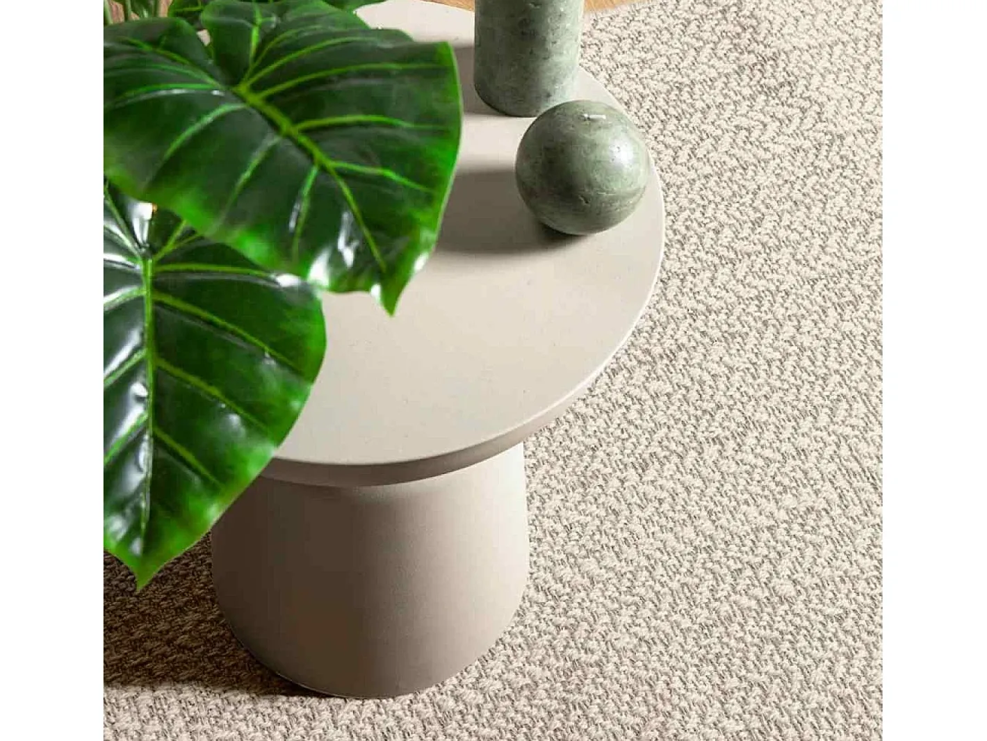 Alfombra De Cocina-Alfombra ZIZUR color crema 200x290 cm efecto yute interior y exterior Blanco