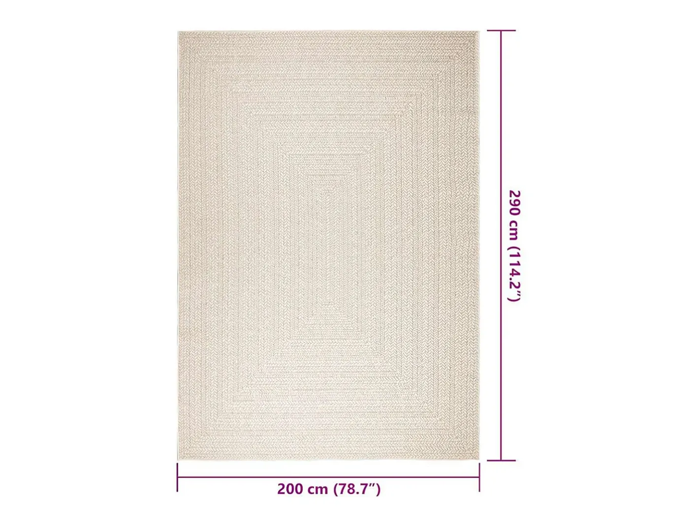 Alfombra De Cocina-Alfombra ZIZUR color crema 200x290 cm efecto yute interior y exterior Blanco