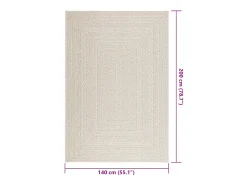 Alfombra De Cocina-Alfombra ZIZUR color crema 140x200 cm efecto yute interior y exterior Blanco