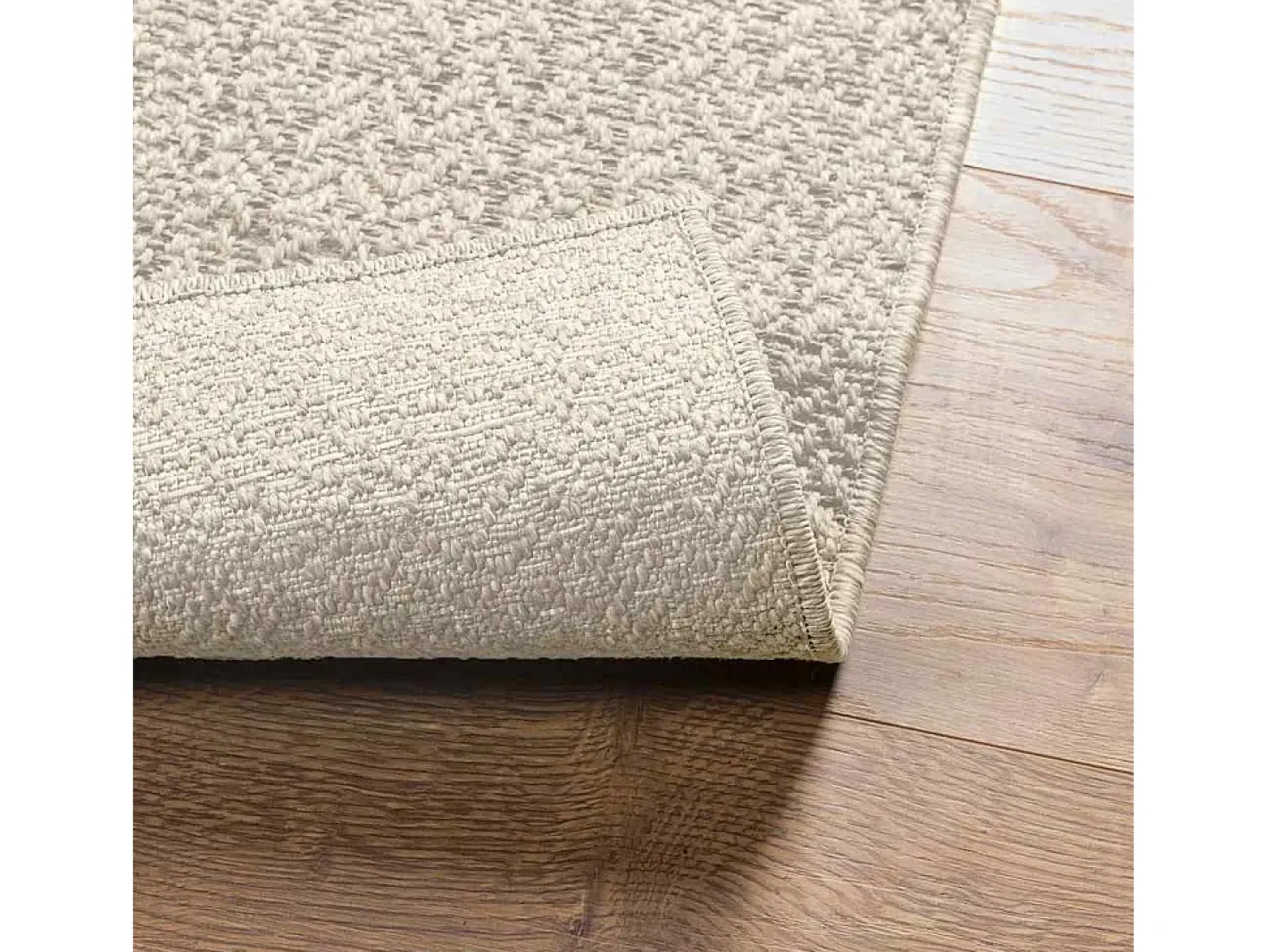 Alfombra De Cocina-Alfombra ZIZUR color crema 140x200 cm efecto yute interior y exterior Blanco
