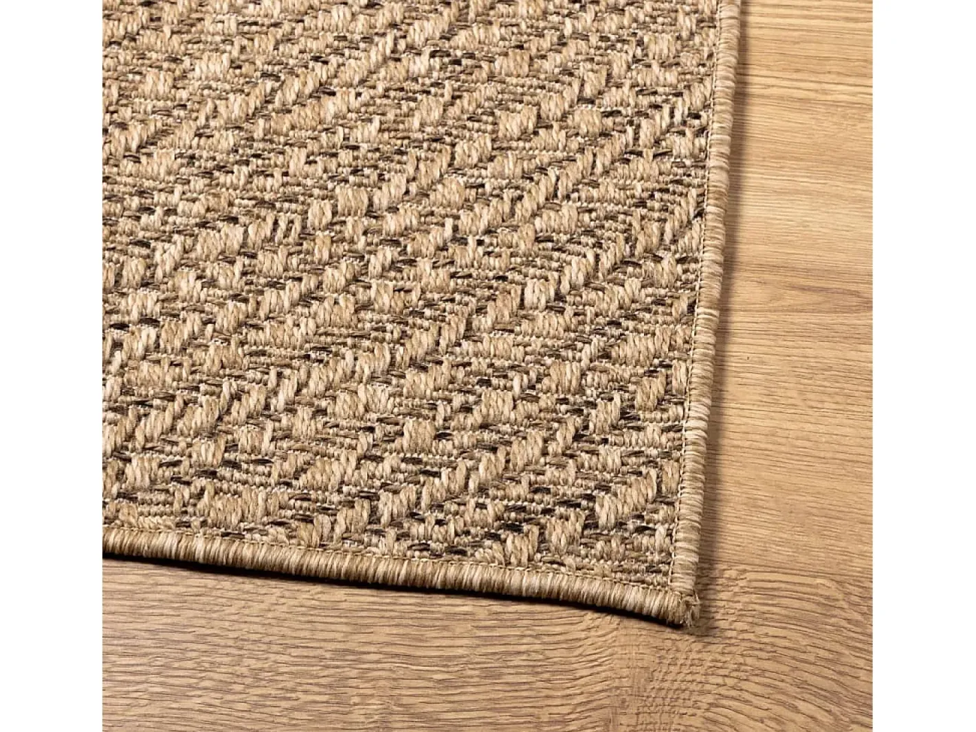 Alfombra De Cocina-Alfombra ZIZUR 80x150 cm efecto yute para interior y exterior Marru00f3n