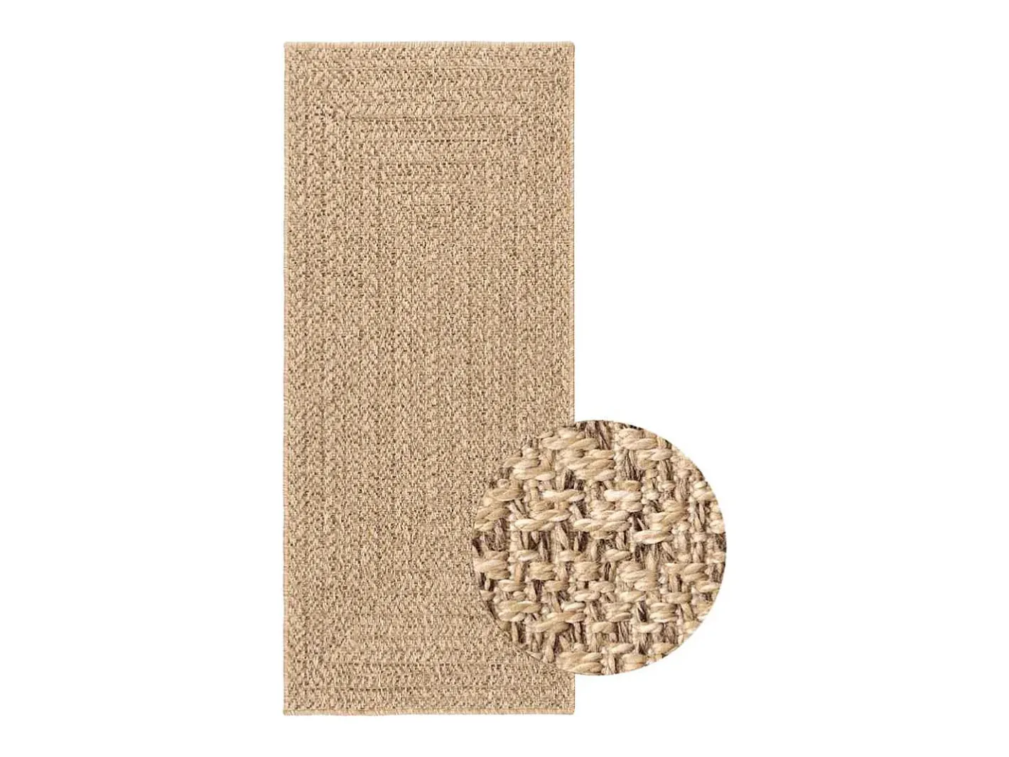 Alfombra De Cocina-Alfombra ZIZUR 80x200 cm efecto yute para interior y exterior Marru00f3n