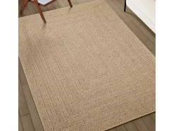 Alfombra De Cocina-Alfombra ZIZUR 80x200 cm efecto yute para interior y exterior Marru00f3n