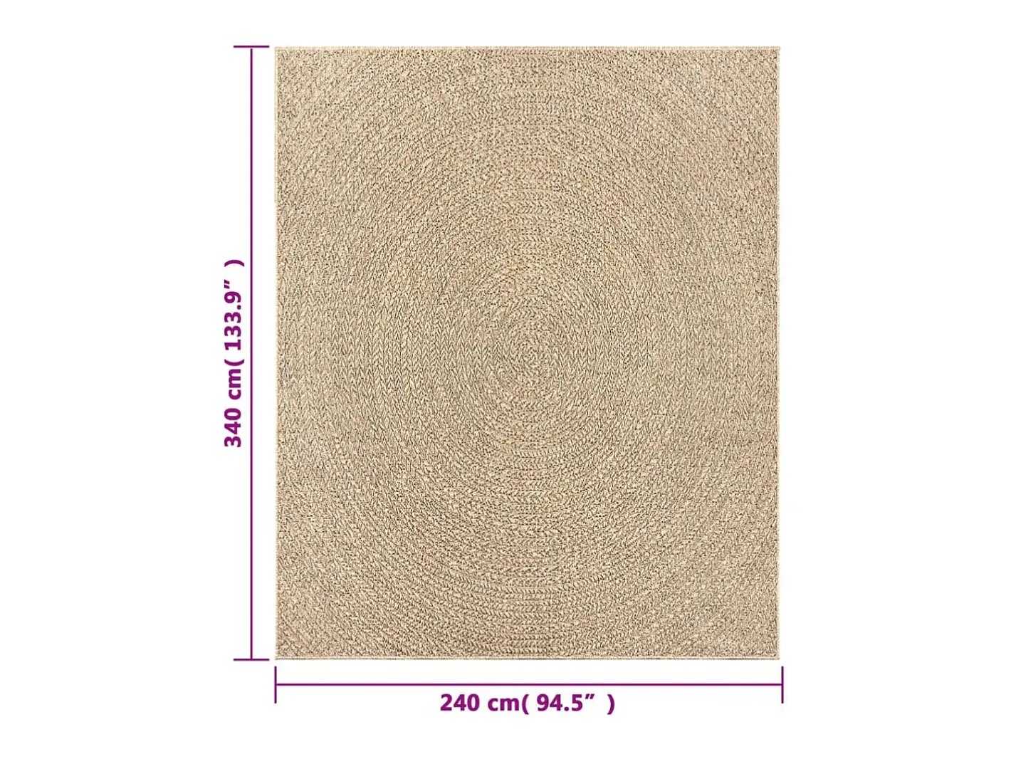 Clearance Alfombra ZIZUR 240x340 cm efecto yute para interior y exterior Marru00f3n