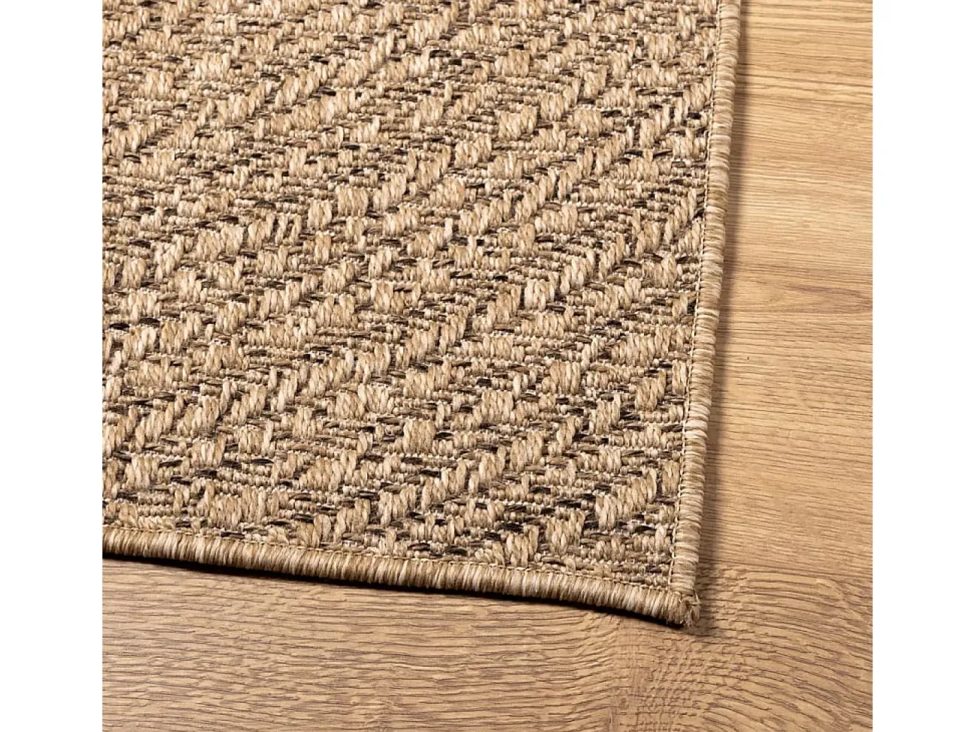 Alfombra De Cocina-Alfombra ZIZUR 200x290 cm efecto yute para interior y exterior Marru00f3n