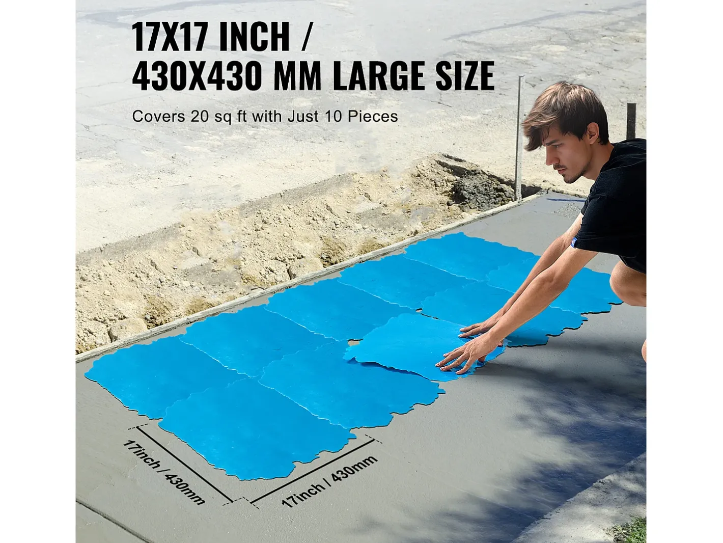 Alfombrilla de Tampón para Hormigón SucceBuy, 430 x 430 mm, Piel Texturizada de Poliuretano para Moldeado Azul New