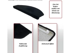 MCW Alfombrilla para escalones -G49 (juego de 15), rectangular, -antracita Negro Online