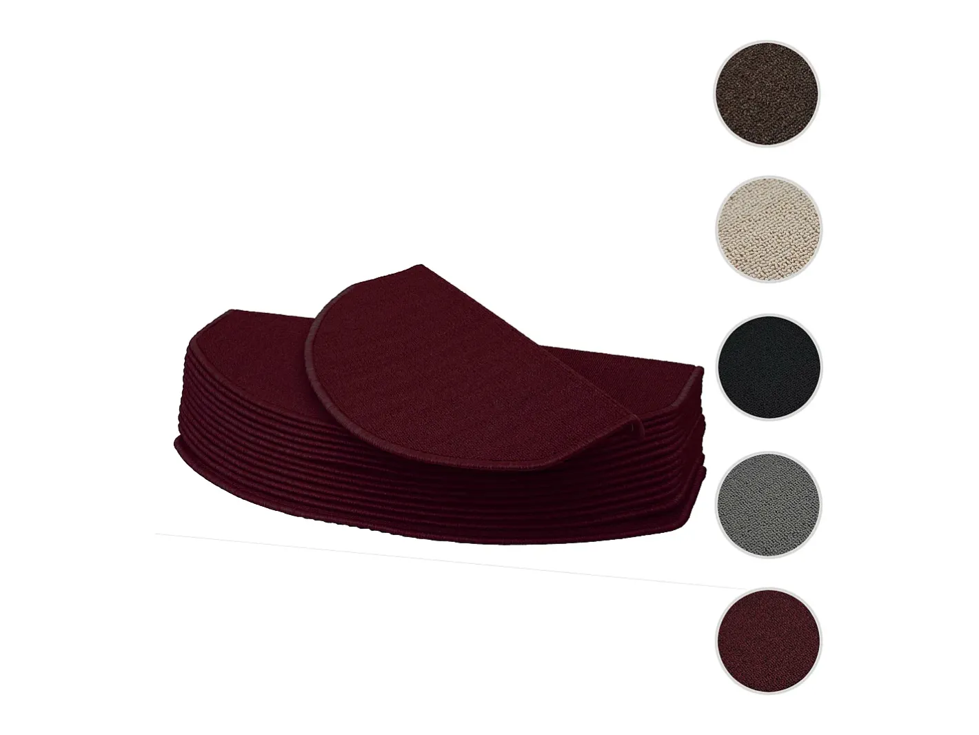 Clearance MCW Alfombrilla para escalones -G49 (juego de 15), media caña, burdeos Granate