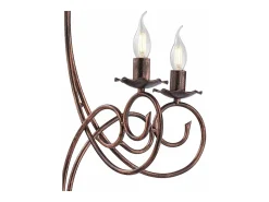 Lámpara Suspendida-Alma - Lámpara de araña de hierro lacado en negro con decoración. Lámpara de cobre antiguo, 5 luces, 120 cm, Ø57 cm, BL130-5-NR Cobrizo